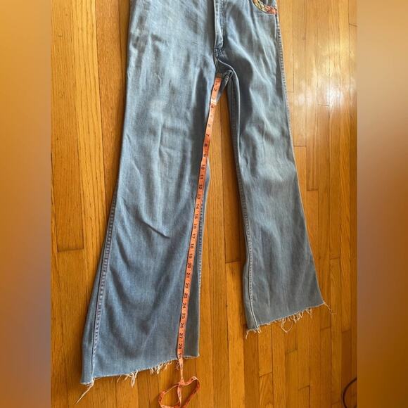 70s Vintage Faded Glory Light Wash Bell Bottoms w. Plaid Detailing - Picture 15 of 15